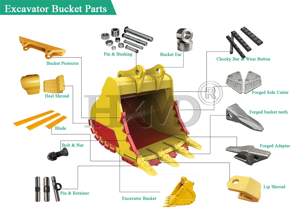 High Quality 40cr Komatsu PC200 Forged Bucket Adapter for 205-70-19570 Bucket Teeth, 09244-02496 Teeth Point Pins, Excavator Bucket Teeth Types