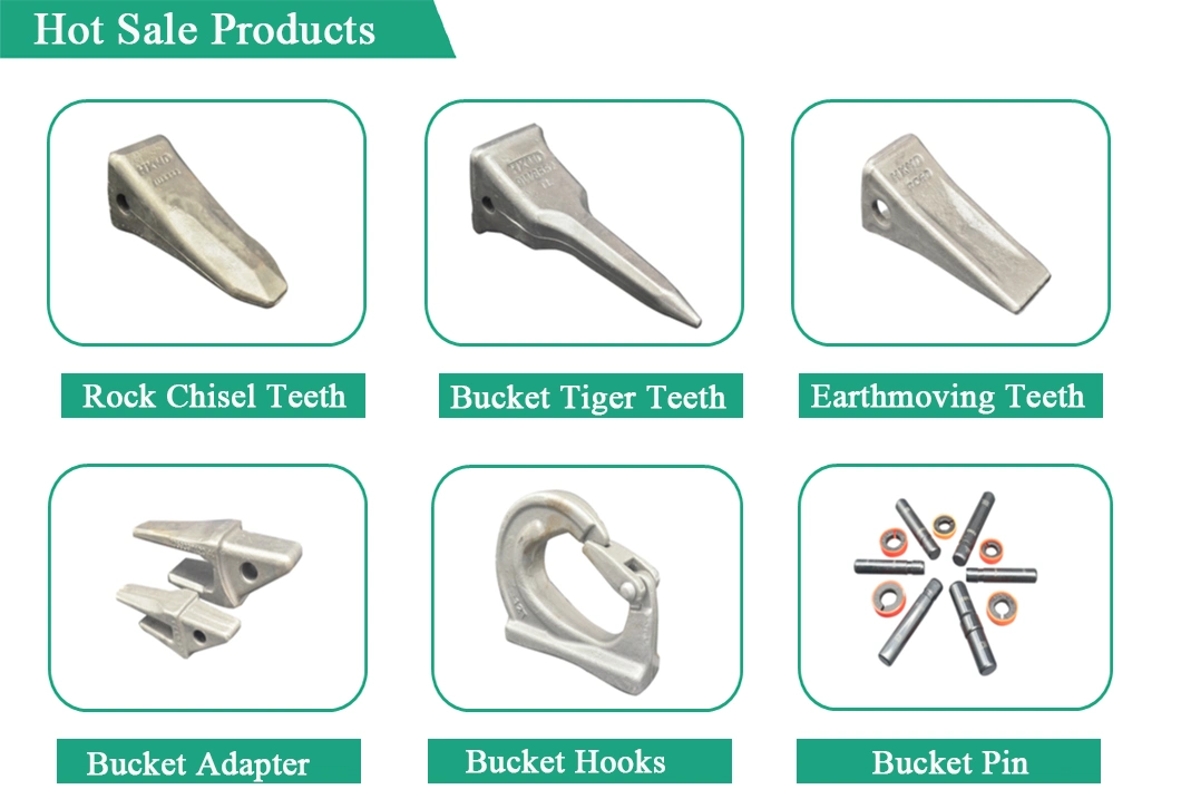 High Quality 40cr Komatsu PC200 Forged Bucket Adapter for 205-70-19570 Bucket Teeth, 09244-02496 Teeth Point Pins, Excavator Bucket Teeth Types